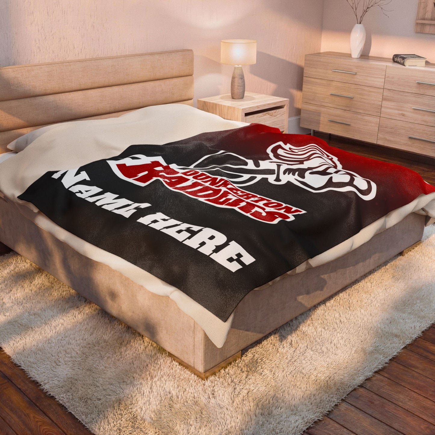 Dunkerton Raiders Velveteen - Personalized Throw Blanket