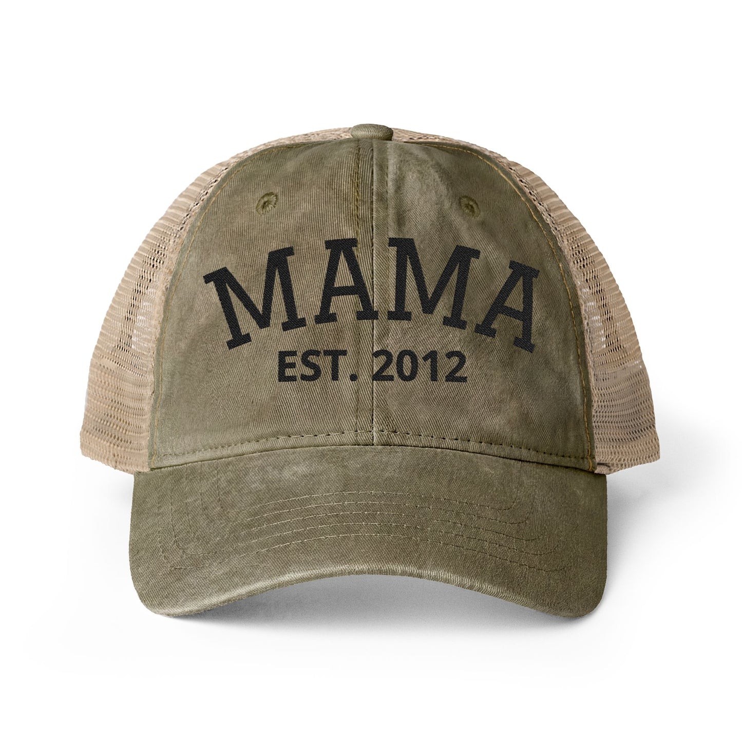 MAMA | Personalized | Embroidered Women's Washed Mesh-Back Cap