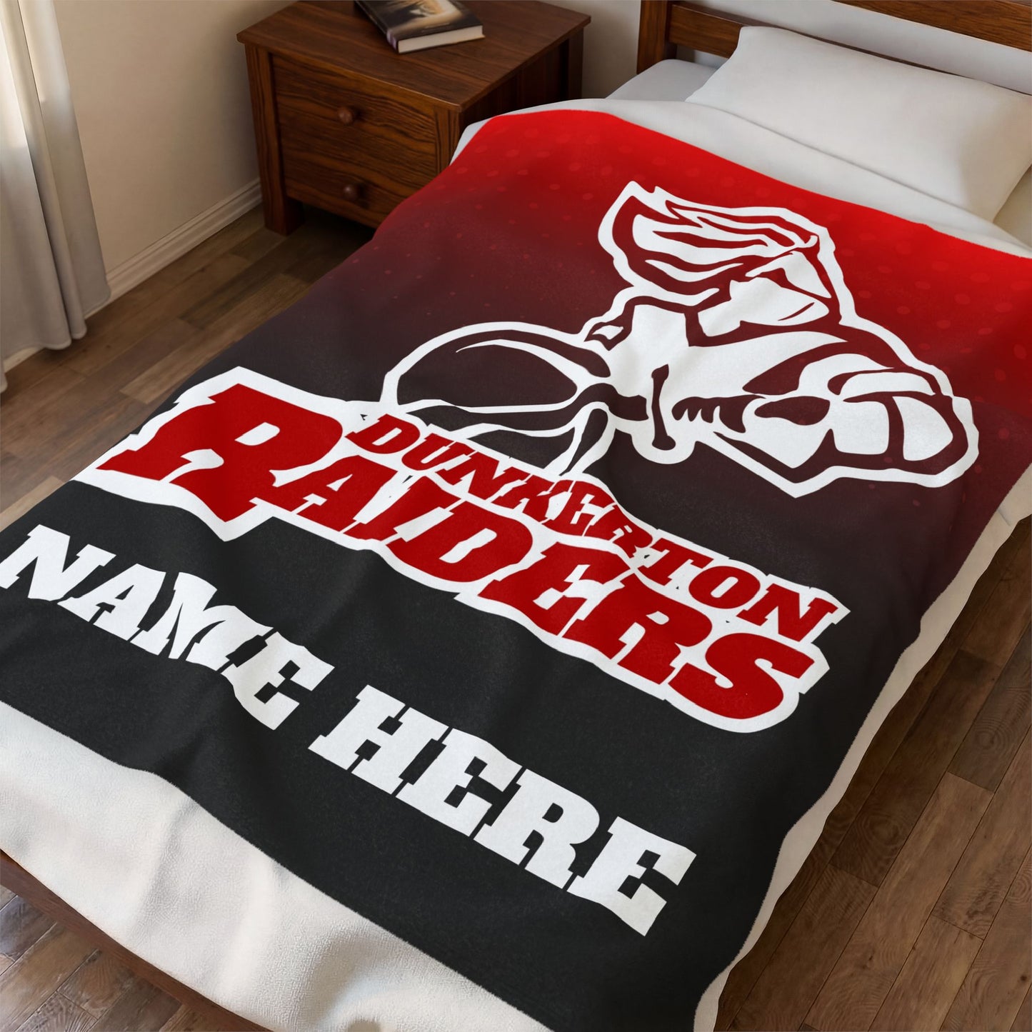 Dunkerton Raiders Velveteen - Personalized Throw Blanket